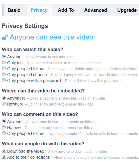 privacy vimeo