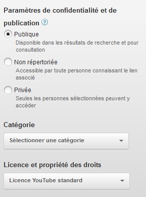 paramètres de confidentialité youtube